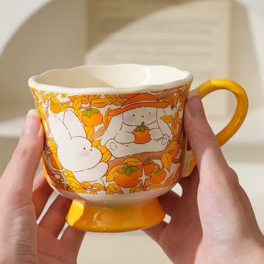 Vintage Floral Ceramic Mug – Elegant Hand-Painted Design