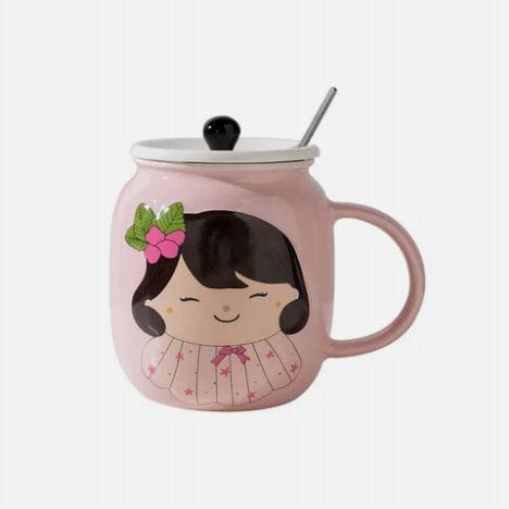 Cute girl printed ceramic mugs