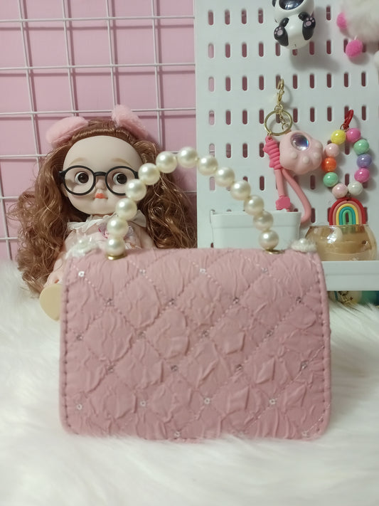 Pink Princess Mini Handbag with Pearl Handle