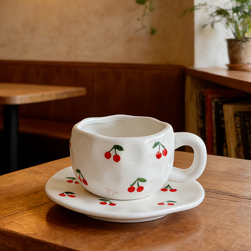 Hand printed Cherry Ceramic mugs