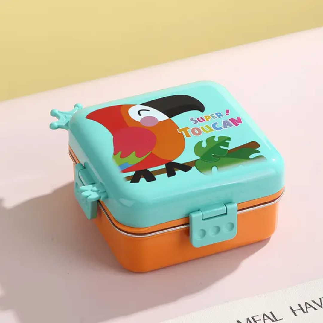 Multi Layer Toucan Lunchbox BPA Free Plastic Material With Utensils