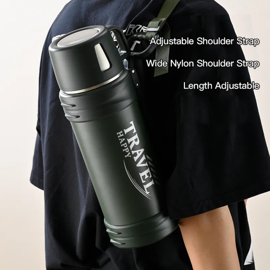 TRAVEL HAPPY – 3-in-1 Stainless Steel Vacuum Flask