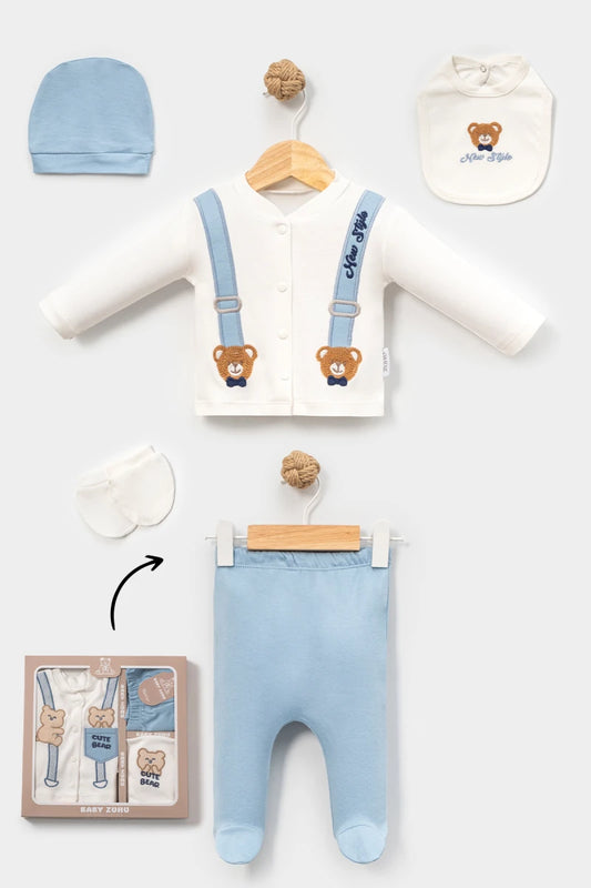5-Piece Bear Suspender Baby Set