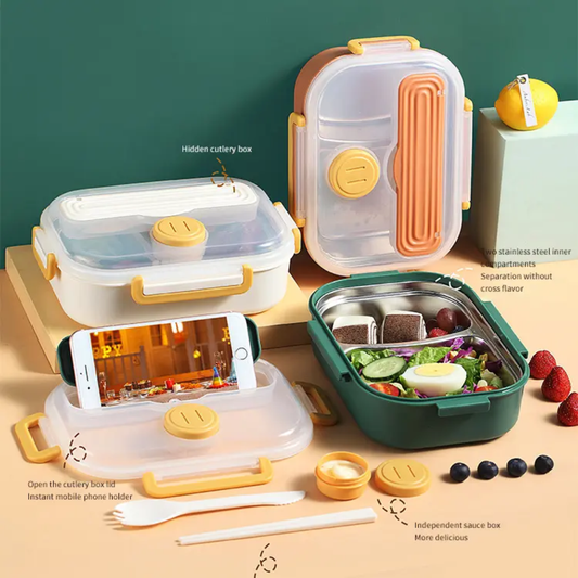 Bento Stainless Steel Compartment Lunchbox with utensils