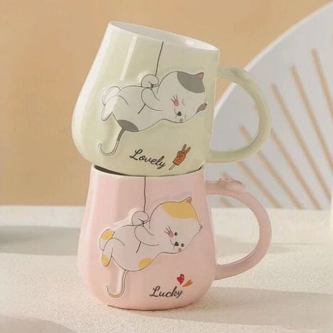 Lovely cat pattern ceramic mugs