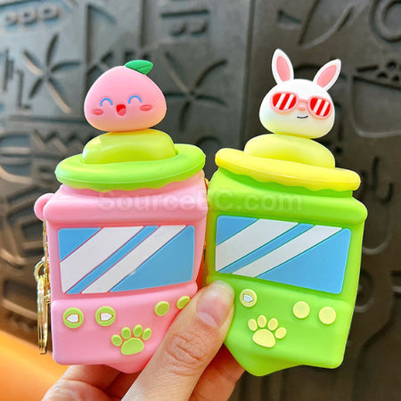 kawaii peach and bunny keychains