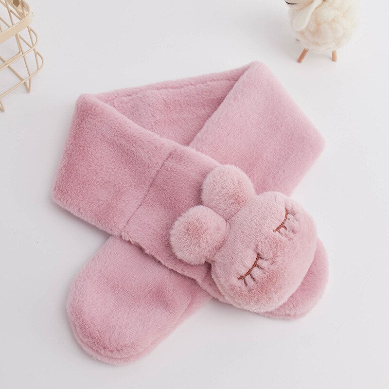 plush pink rabbit neck warmer