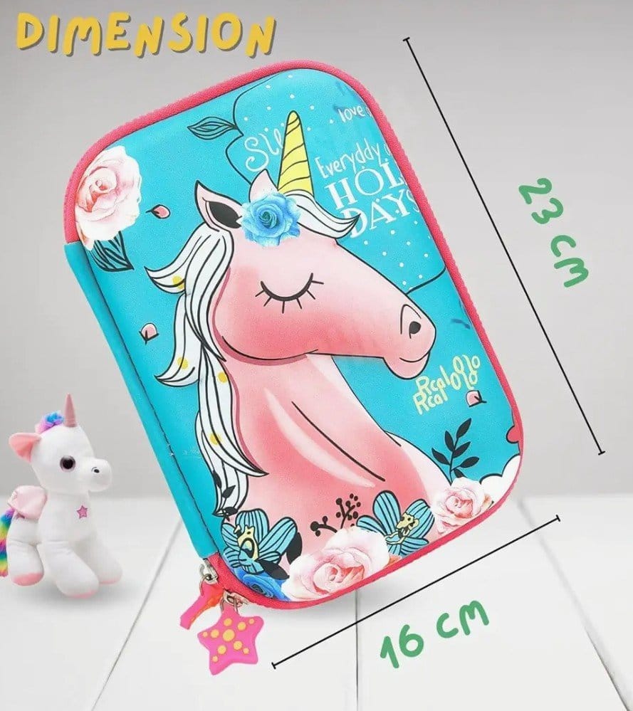 3D unicorn hardtop pencil case.