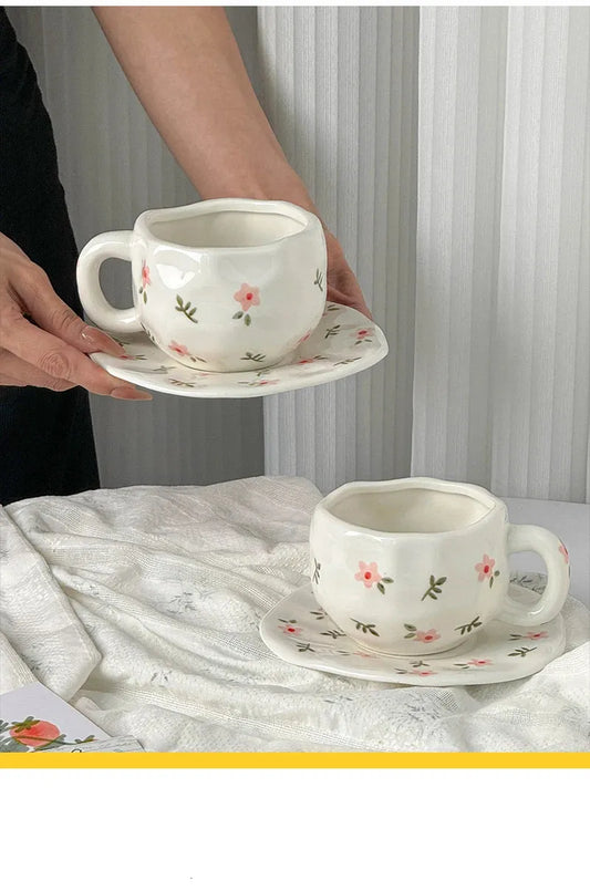 Floral Ceramic Cup & Saucer Set