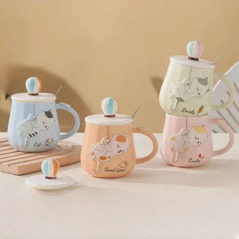 Lovely cat pattern ceramic mugs