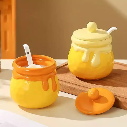 Ceramic Honey Shape Jar with lids