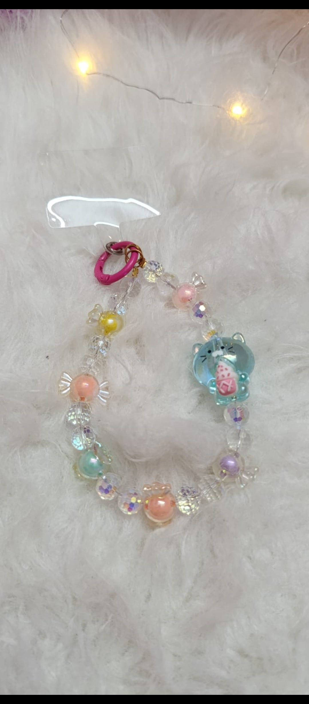Kawaii-style beaded bear charm mobile hangings