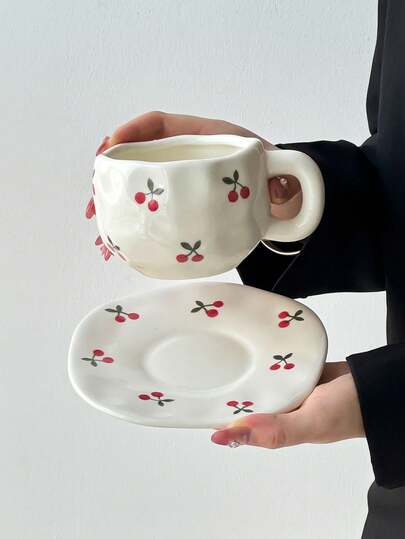 Hand printed Cherry Ceramic mugs