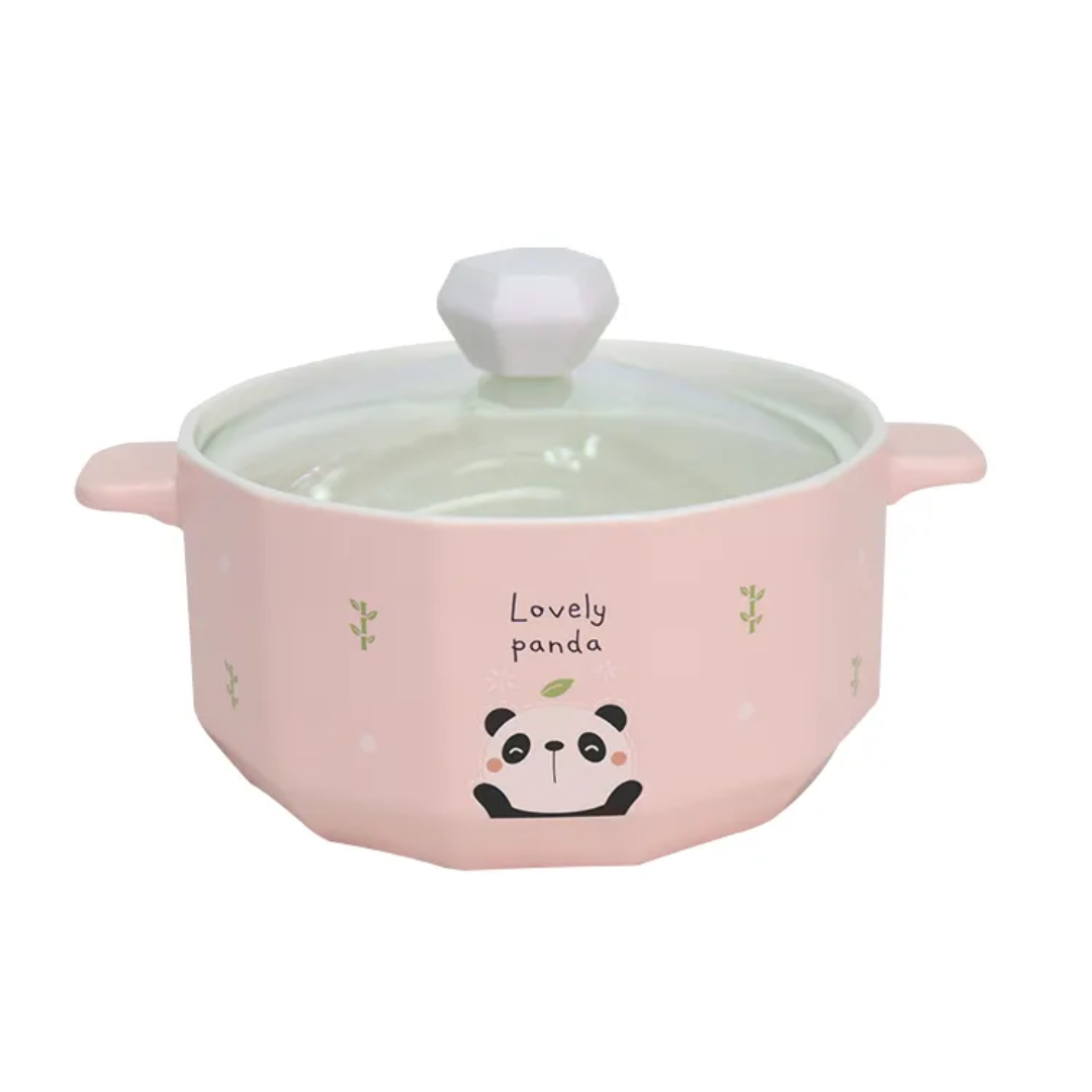 Cute Pink Ceramic Cooking Pot With Lid