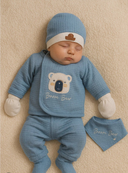Boom Bear Muslin 5-Piece Baby Gift Set