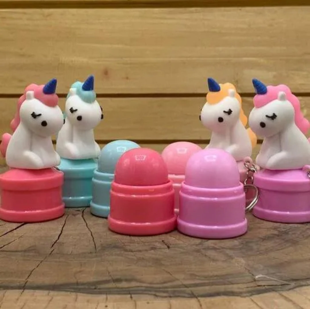 unicorn key ring lip balms