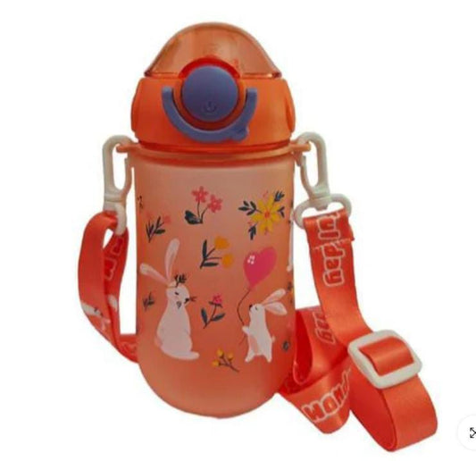 Kids plastic water bottles with straw lid