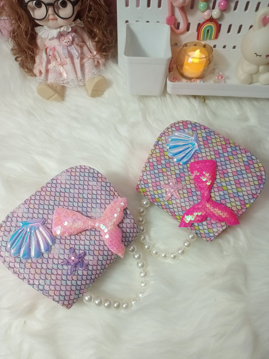 Mermaid Tail Mini Handbag with Pearl Handle