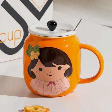 Cute girl printed ceramic mugs