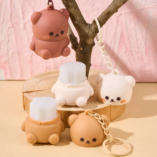 Cute Teddy Bear Keychain Lip Balm