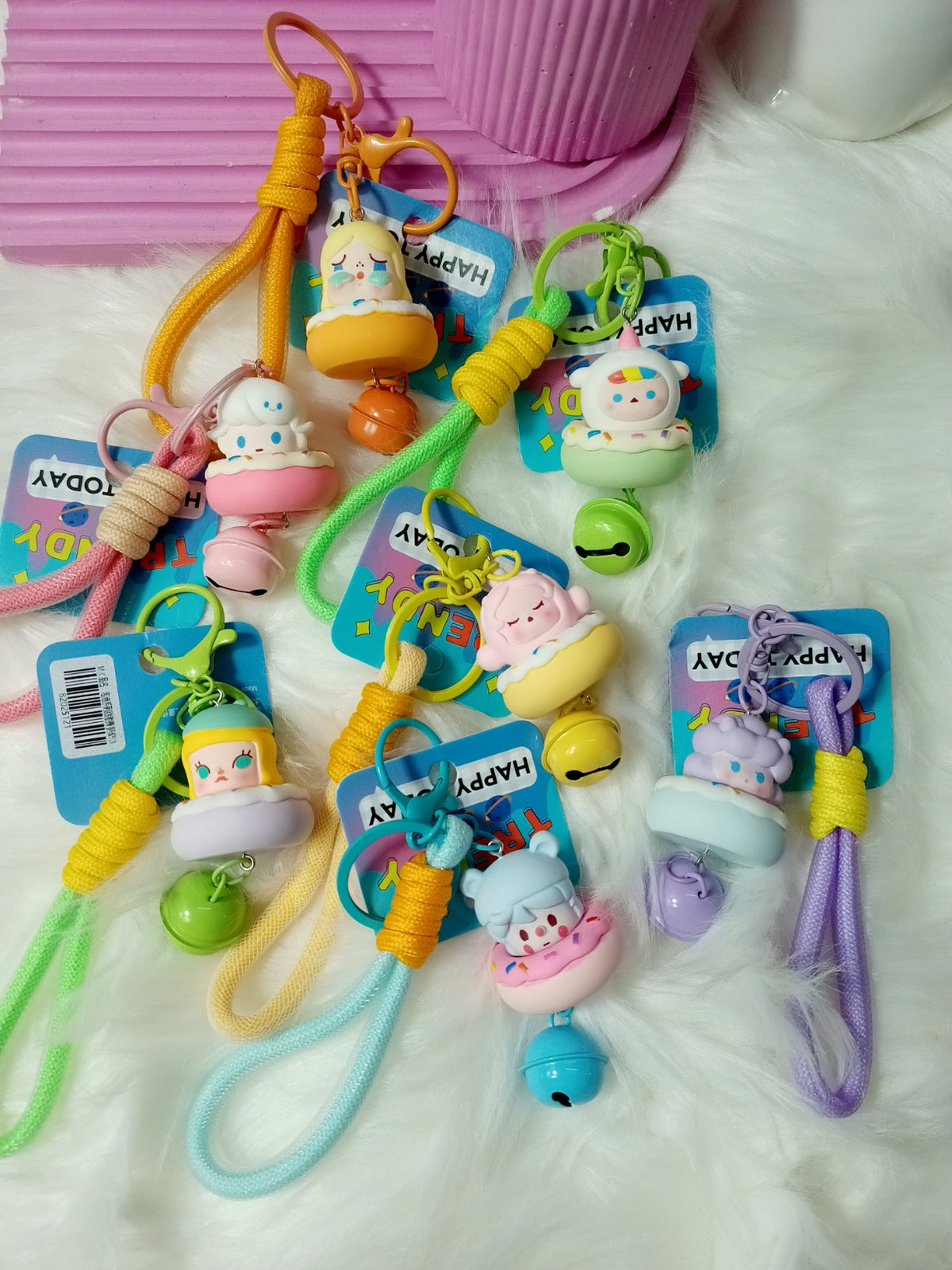 Cute cartoon faces on donet keychain