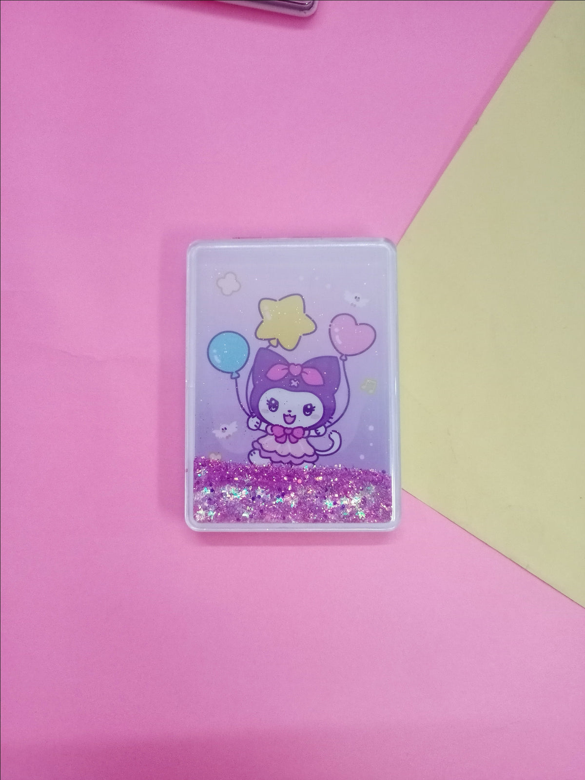 Glitter filled kuromi pocket mirror