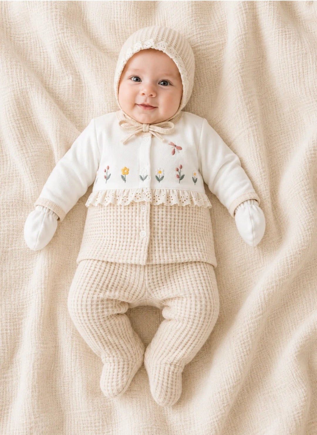 Premium Waffle-Knit Baby Gift Set (5-Piece) Made in Turkey