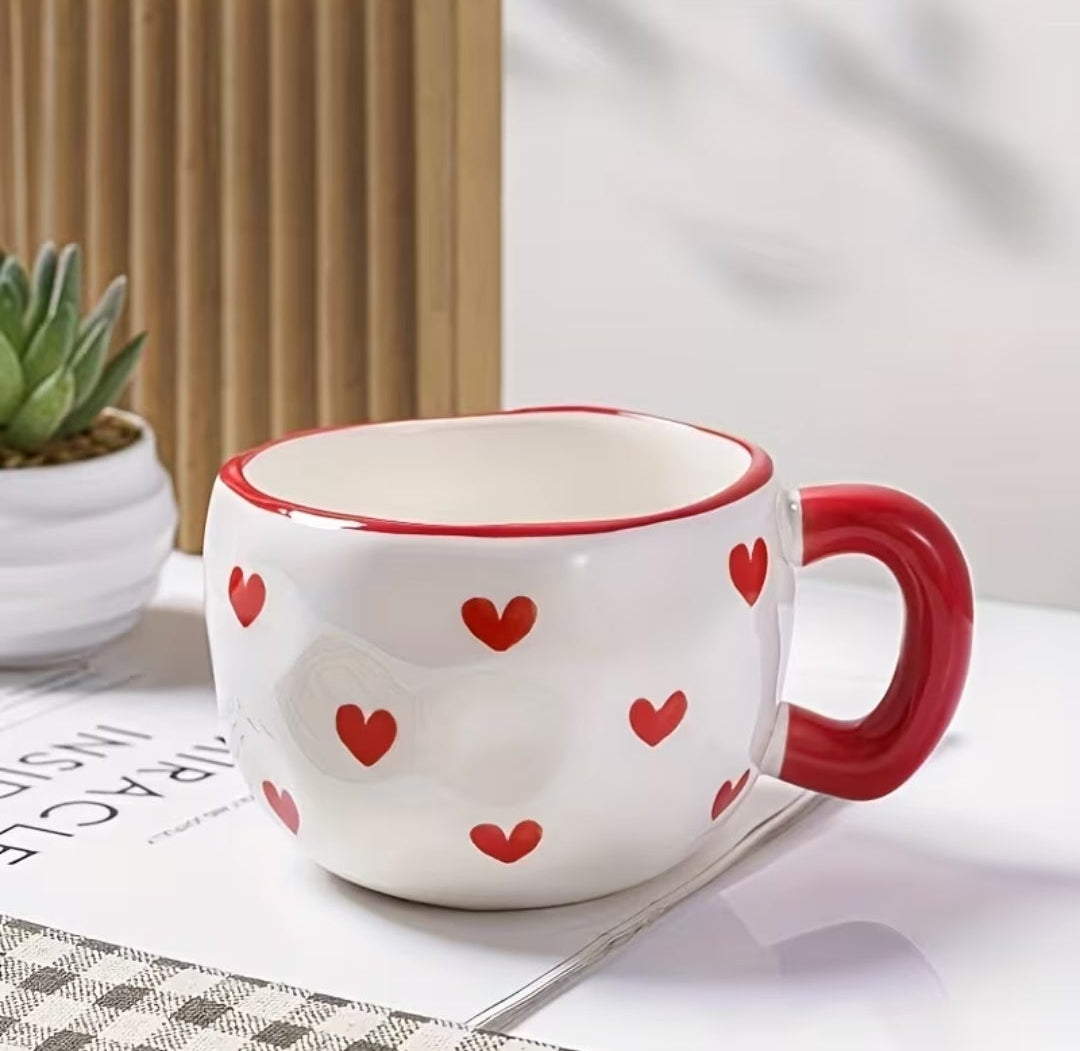 Cute Flower and Heart Ceramic Cups with saucer
