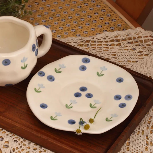 Hand printed Blueberry Ceramic mugs