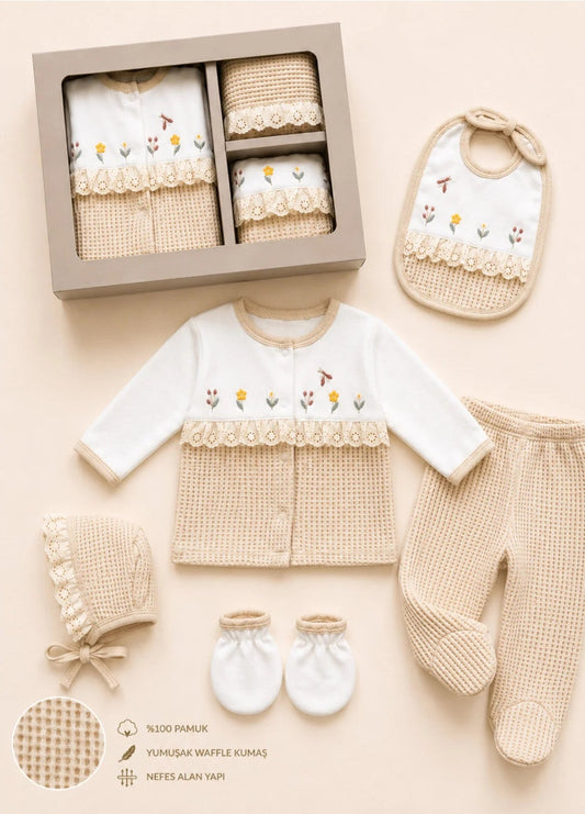 Premium Waffle-Knit Baby Gift Set (5-Piece) Made in Turkey