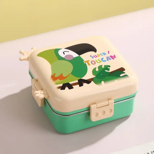 Multi Layer Toucan Lunchbox BPA Free Plastic Material With Utensils